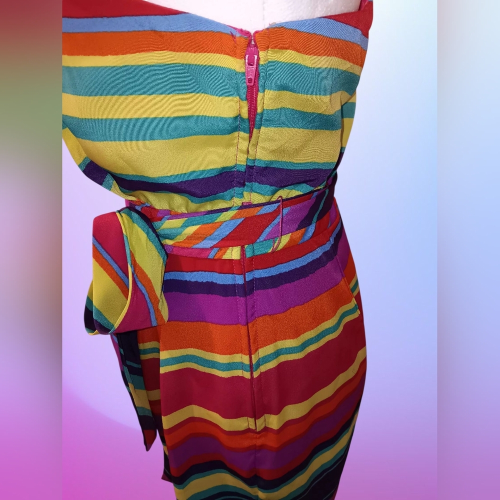 Colorful Striped One-Shoulder Dress - Picture 3 of 3